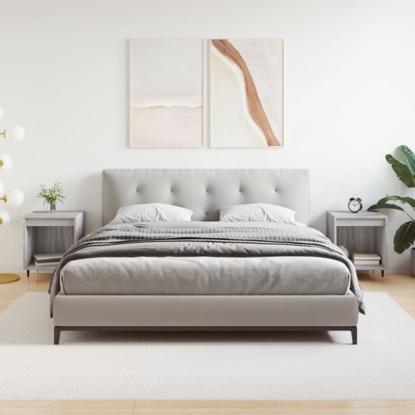 Mesita de noche 2 uds madera ingeniería gris Sonoma 40x35x50 cm