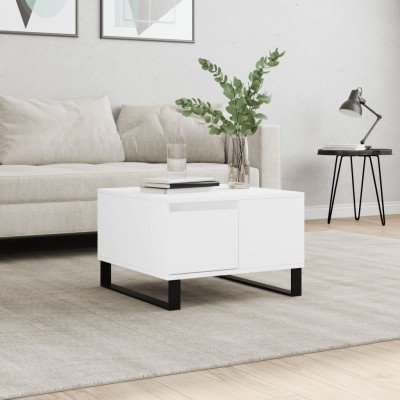 Mesa de centro madera contrachapada blanco 55x55x36,5 cm