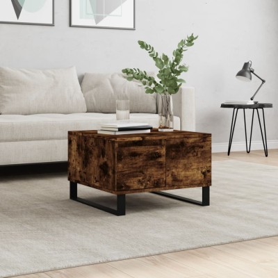 Mesa de centro madera contrachapada roble ahumado 55x55x36,5 cm