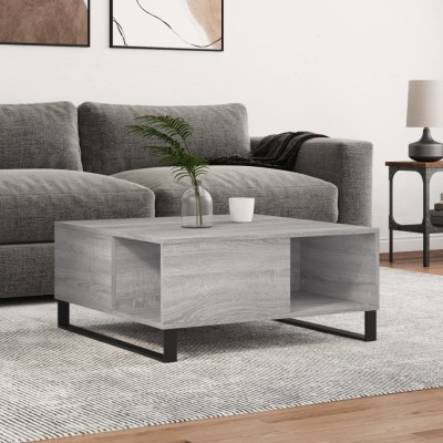 Mesa de centro madera contrachapada gris Sonoma 80x80x36,5 cm