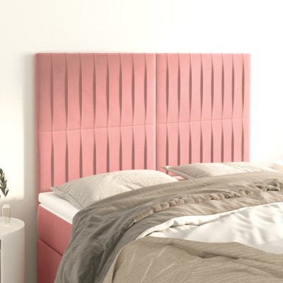 Cabeceros 4 unidades terciopelo rosa 72x5x78/88 cm