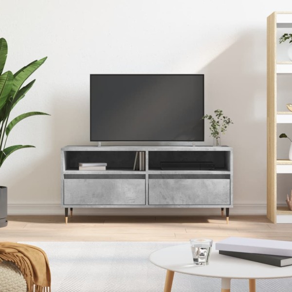 Mueble de TV madera contrachapada gris hormigón 100x34,5x44,5cm