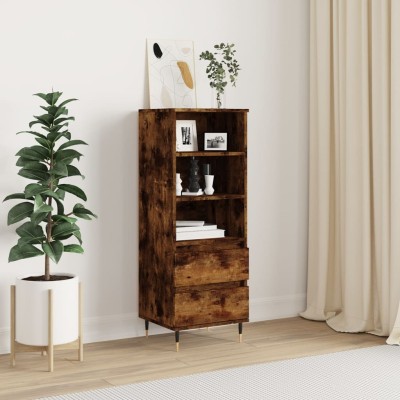 Aparador alto madera contrachapada roble ahumado 40x36x110 cm