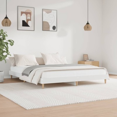 Estructura de cama madera de ingeniería blanca 200x200 cm