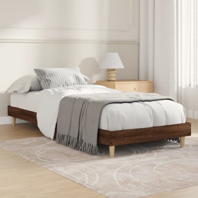 Estructura de cama sin colchón madera marrón roble 75x190 cm