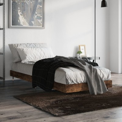 Estructura cama sin colchón madera roble ahumado 75x190 cm