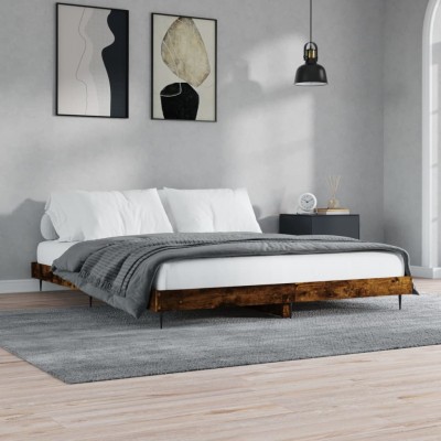 Estructura de cama sin colchón madera roble ahumado 120x200 cm