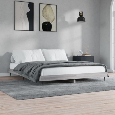 Estructura de cama madera de ingeniería gris Sonoma 120x200 cm