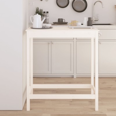 Mesa alta de bar madera maciza de pino blanco 100x50x110 cm
