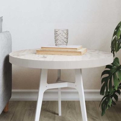 Tablero de mesa redondo madera maciza de pino blanco Ø50x3 cm
