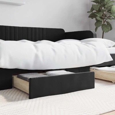 Cajones de cama 2 uds madera de ingeniería y terciopelo negro