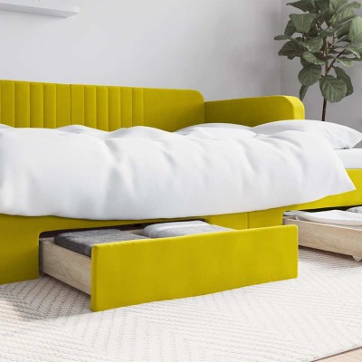 Cajones de cama 2 uds madera ingeniería y terciopelo amarillo