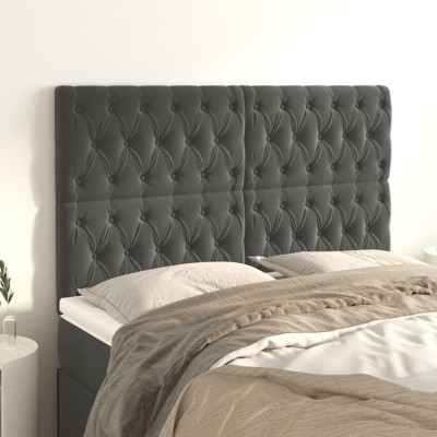 Cabeceros 4 unidades de terciopelo gris oscuro 80x7x78/88 cm