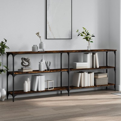 Mesa consola madera de ingeniería roble ahumado 200x29x75 cm