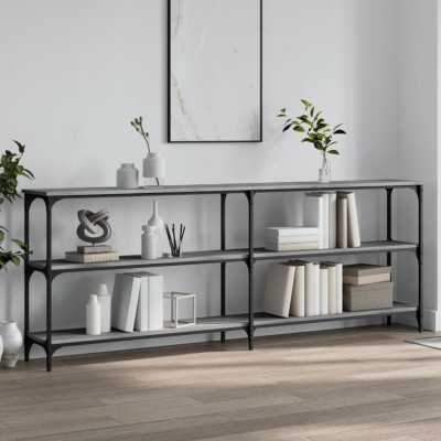 Mesa consola madera de ingeniería gris Sonoma 200x29x75 cm