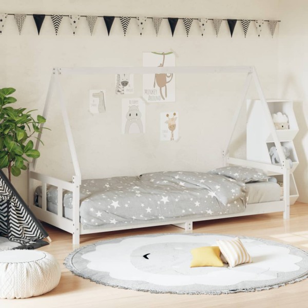 Estructura de cama para niños madera de pino blanco 90x190 cm