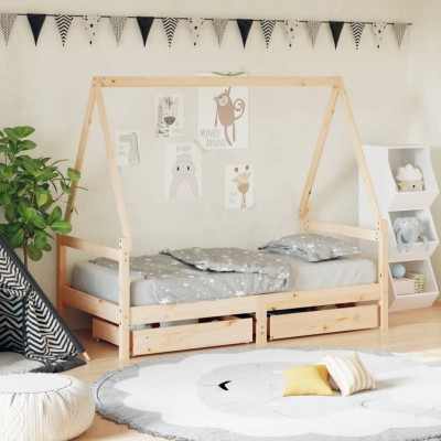 Estructura de cama infantil con cajones madera de pino 80x160cm