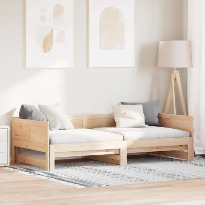 Cama abatible de día Marrón 180 x 200 cm Madera maciza de pino