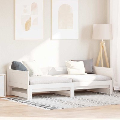 Cama abatible de día Blanco 180 x 200 cm Madera maciza de pino