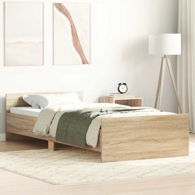 Estructura de cama sin colchón madera roble Sonoma 90x200 cm