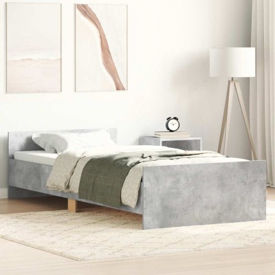 Estructura de cama madera de ingeniería gris hormigón 90x200cm