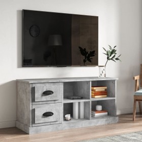 Mueble TV de madera de mango maciza gris y latón 110x30x48 cm