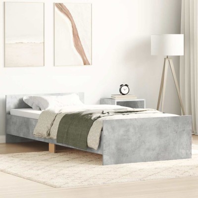 Estructura de cama madera de ingeniería gris hormigón 100x200cm