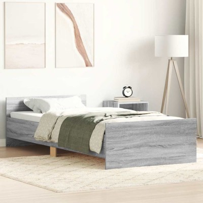 Estructura de cama madera de ingeniería gris Sonoma 100x200 cm