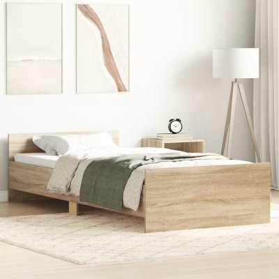 Estructura de cama sin colchón madera roble Sonoma 90x190 cm
