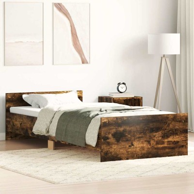 Estructura de cama sin colchón madera roble ahumado 90x190 cm