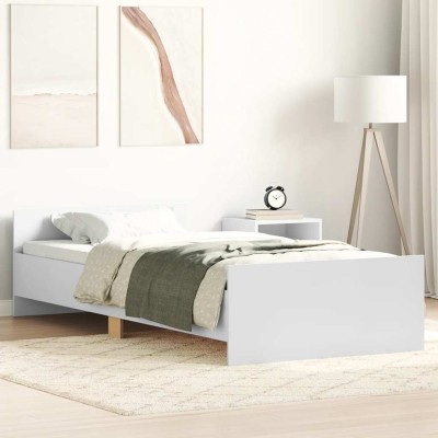 Estructura de cama madera de ingeniería blanca 75x190 cm