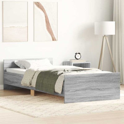 Estructura de cama madera de ingeniería Sonoma gris 75x190 cm