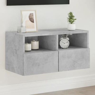 Mueble de pared TV madera ingeniería gris hormigón 60x30x30 cm
