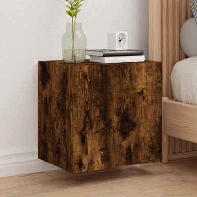 Mueble TV de pared madera ingeniería roble ahumado 40,5x30x40cm