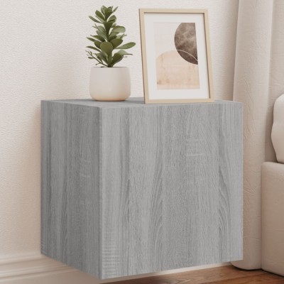 Muebles TV de pared luces LED 2 uds gris Sonoma 40,5x35x40 cm
