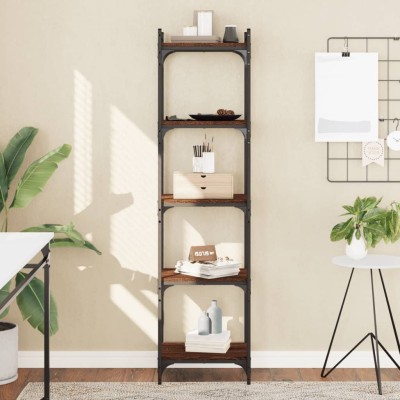 Librería 5 estantes madera ingeniería roble marrón 40x30x154 cm