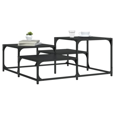 Mesa de centro madera de ingeniería negra 87,5x87,5x40 cm