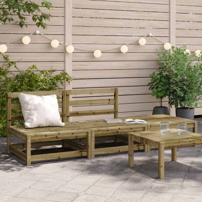 Sofá de jardín sin reposabrazos con reposapiés madera de pino