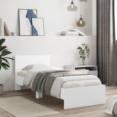 Cama con cabecero madera de ingeniería blanca 90x190 cm