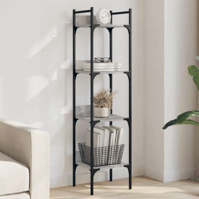 Librería de 4 estantes madera gris Sonoma 35x30x138,5 cm