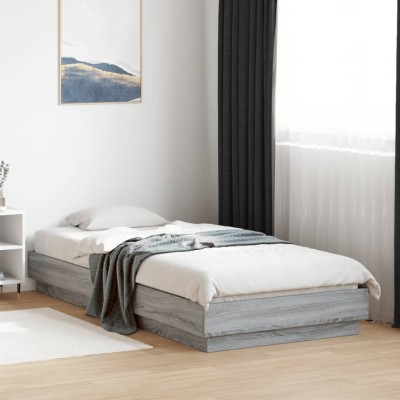 Estructura de cama madera de ingeniería gris Sonoma 90x200 cm