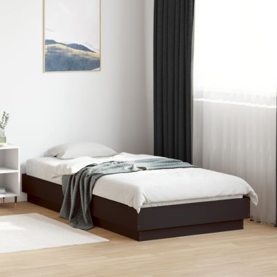 Estructura de cama madera de ingeniería negra 75x190 cm