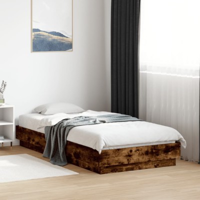 Estructura cama sin colchón madera roble ahumado 75x190 cm