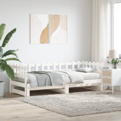 Sofá cama extraíble madera maciza de pino blanco 2x(80x200) cm