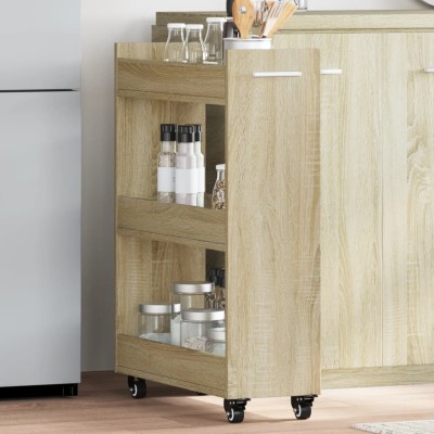 Armario con ruedas madera ingeniería roble Sonoma 60x22x79 cm