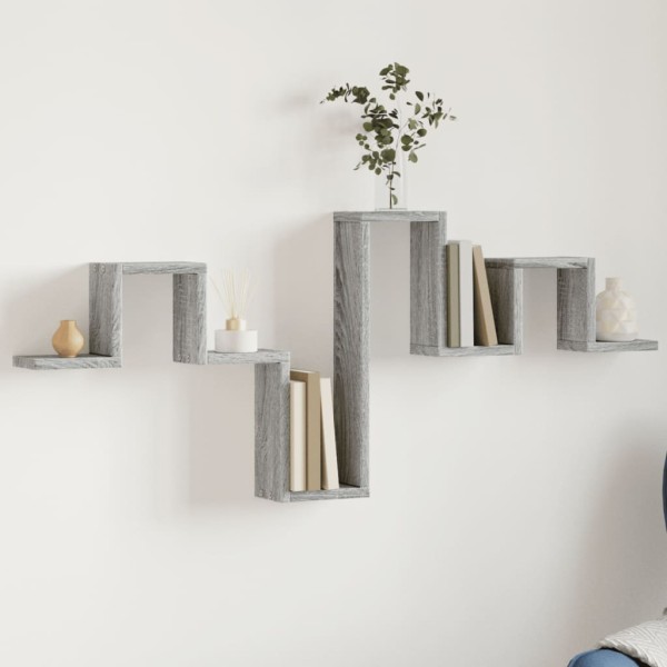 Estantería pared madera ingeniería gris Sonoma 104,5x10x43 cm