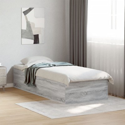 Estructura de cama madera de ingeniería gris Sonoma 75x190 cm