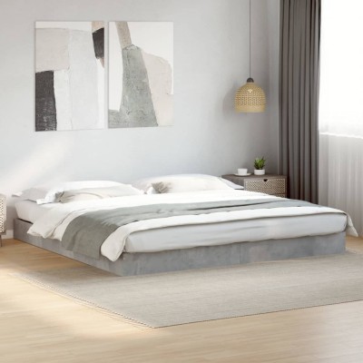 Estructura de cama madera de ingeniería gris hormigón 180x200cm