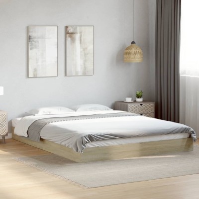 Estructura de cama madera de ingeniería roble Sonoma 160x200 cm