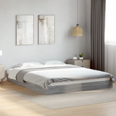Estructura de cama sin colchón gris Sonoma 160x200 cm